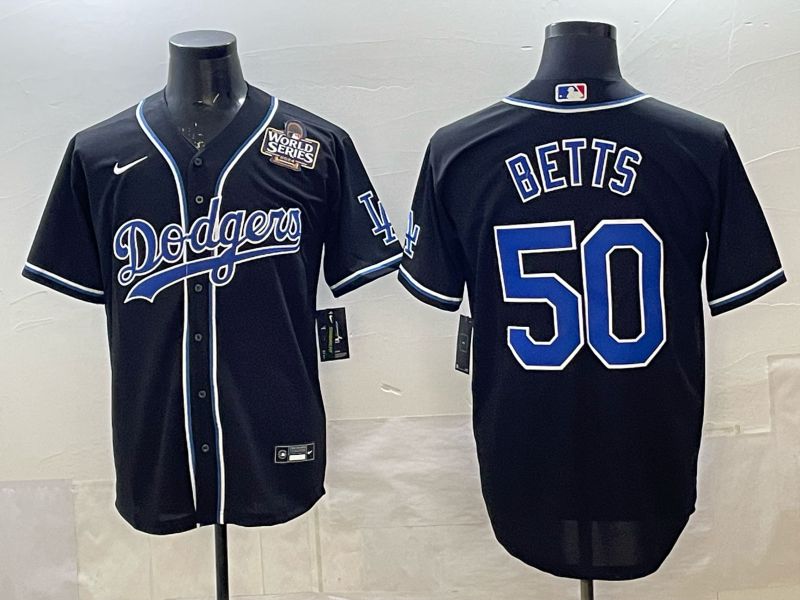 Men 2025 Nike Los Angeles Dodgers #50 Betts Black MLB Jersey style 0011